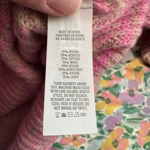 Aerie Space Dye Quarter Zip Sweater Wool Blend Lip Gloss Pink Orange Zipper L - Picture 9 of 9